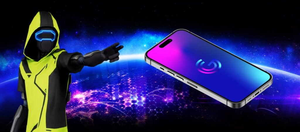 Geddit character and phone on earth